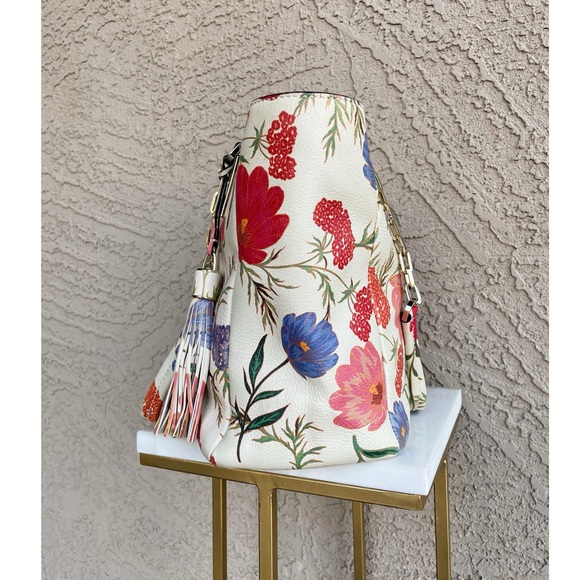 KATE SPADE Cream Multicolor Floral Leather Bag Kingston Blossom Vivian Tote Bag - Picture 12 of 17
